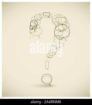 Question mark made from blue speech bubbles - grunge version Stock Vector