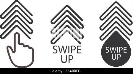 Swipe up, set of buttons for social media. Arrow web icon for advertising and marketing in social media application. Scroll or swipe up. Simple linear Stock Vector