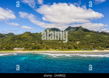 Stunning view of the Rarotonga island coat and beach in the Cooks island, south Pacific