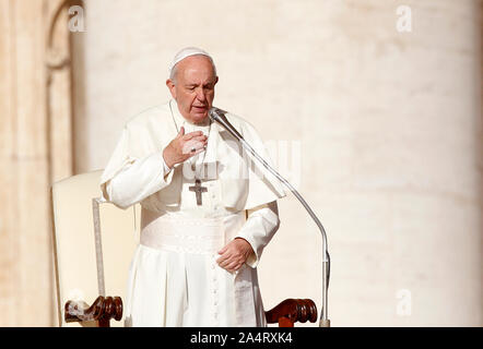 Vatican City, 16th October 2019. Pope Francis attends the weekly general audience in St. Peter's Square. © Riccardo De Luca Credit: Update Images/Alamy Live News Stock Photo