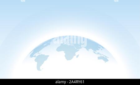 Vector 3D globe dotted map blue template design. For education, business, science, web presentations. World in hemisphere. Stock Vector