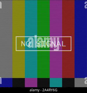 Vector glitch background with tv noise texture. Distorted tv transmission screen, noisy SMPTE color bars. Television screen test pattern Stock Vector