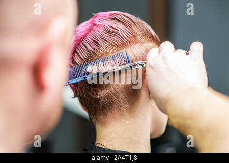 Hairdresser Cutting Hair with Scissors Stock Image - Image of hairdresser,  comb: 84174721