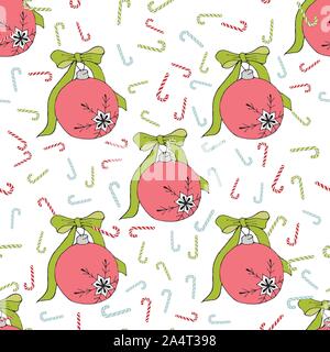 Christmas watercolor seamless pattern with Christmas toys, gifts and snowflakes. Perfect for wallpapers, wrapping paper, pattern fills, winter Stock Vector