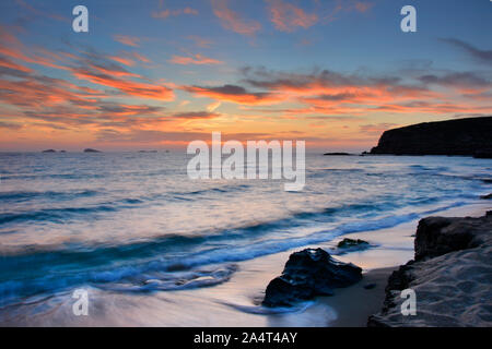 Ibiza - Sunset with evening atmosphere  on the Cala Comte Stock Photo