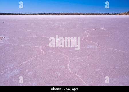 Salt patterns on the surface of pink lake Crosbie in Murray-Sunset National Park, Australia Stock Photo