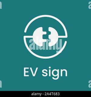 Plug and power socket connected together. Electric sign Stock Vector