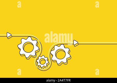 Three gear cog, cogwheels demonstrate business process. Stock Vector