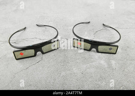 3D glasses. filetley. on concrete. place for writing Stock Photo