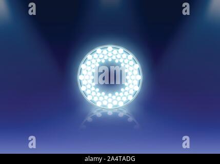 Round light design in blue color. Stock Vector