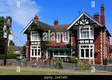 The Rose and Crown pub, Thorney village, Cambridgeshire, England; UK Stock Photo