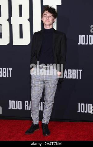 Los Angeles, CA. 15th Oct, 2019. Wyatt Oleff at arrivals for JOJO RABBIT Premiere, Hollywood American Legion Post 43, Los Angeles, CA October 15, 2019. Credit: Priscilla Grant/Everett Collection/Alamy Live News Stock Photo