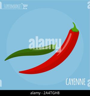Chili pepper flat design vector icon. Stock Vector