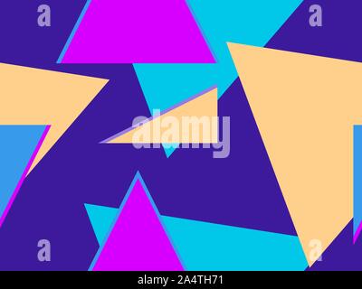 Seamless pattern with triangles on a purple background. Geometric chaos. Vector illustration Stock Vector