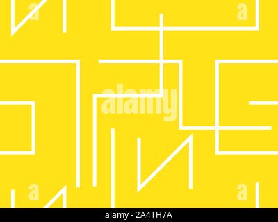 White lines on a yellow background seamless pattern. Striped abstract geometric background in memphis style. Vector illustration Stock Vector