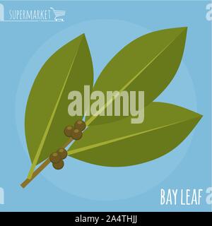 Bay leaf flat design vector icon. Stock Vector