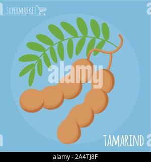 Tamarind flat design vector icon Stock Vector