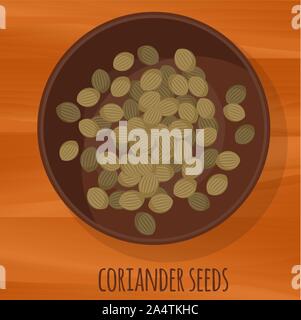 Coriander seeds flat design vector icon. Stock Vector