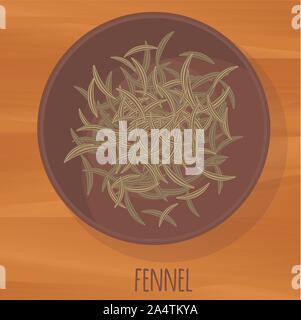 Fennel flat design vector icon. Stock Vector