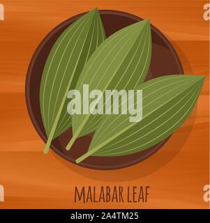 Malabar cassia leaf flat design vector icon. Stock Vector