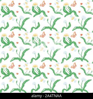 Seamless pattern with flowers, leaves, branches. Vector colorful endless floral background. The elegant illustration for fashion prints, fabric, scrap Stock Vector