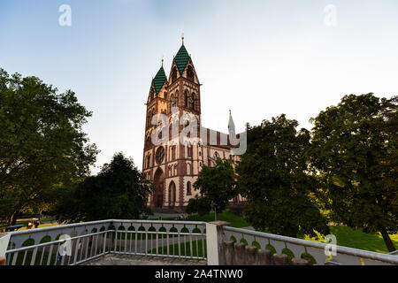 Famous 19th century Herz-Jesu Church (Heart of Jesus Church) in Freiburg, Germany Stock Photo