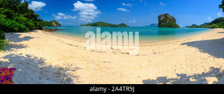 Panorama of a pure deserted beach in Thailand Stock Photo