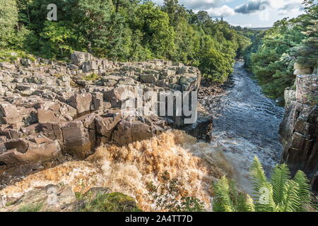 High Force Waterfall, Teesdale, UK - Looking Down from the Top Stock Photo