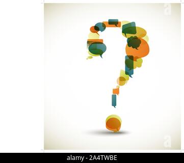 Question mark made from blue speech bubbles with retro colors Stock Vector