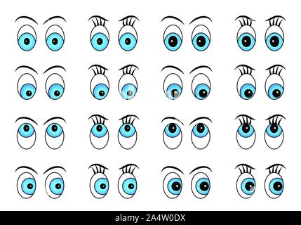 Eye collection in blue color. Stock Vector