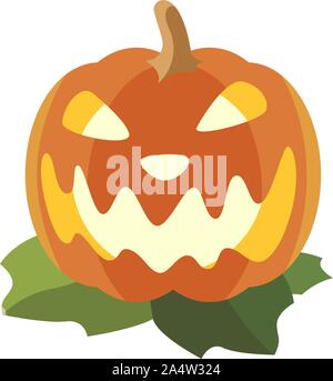 Halloween pumpkin with face in minimal style. Autumn holidays vector illustration Stock Vector