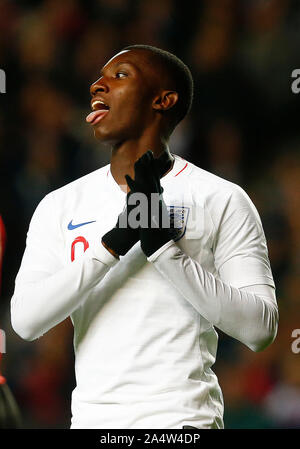 MILTON KEYNES, ENGLAND. OCTOBER 15: Eddie Nketiah of England U21s celebrates his goal during UEFA Under 21 Championship Qualifiers between England Und Stock Photo