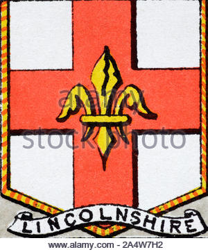 Historic Coat of Arms for Lincolnshire England, vintage illustration from 1884 Stock Photo