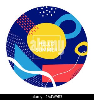 Hello summer bright social media poster template Stock Vector