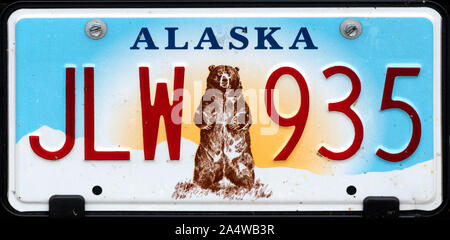 Alaska License Plate, USA Stock Photo