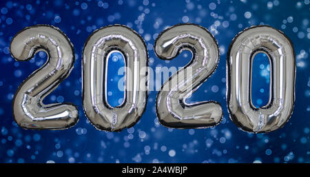 Happy new year 2020 balloons silver Stock Photo