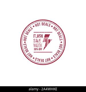 Flash sale grunge rubber stamp. Vector illustration on white background. Business concept sale discount stamp pictogram Stock Vector