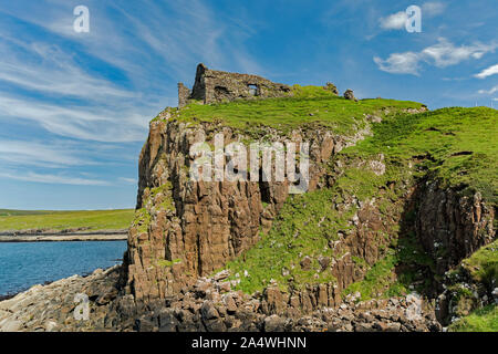 Duntulm Castle ruins, Trotternish, Isle of Skye, Scotland Stock Photo