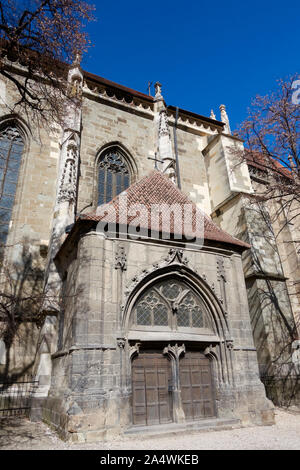 A side entrance to the Black Church (Biserica Neagră), Brasov, Transylvania, Romania. Stock Photo