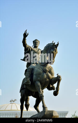 Statue of Amir Timur (Tamerlane, 1336-1405). He was the founder of the Timurid Empire in Central Asia and became the first ruler in the Timurid dynast Stock Photo