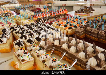 Different kinds of cakes in the bazaar. Bukhara, a UNESCO World ...