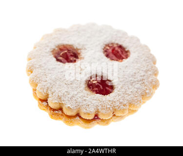 Christmas pastries: Linzer eyes ( "Linzer Augen") from the front on a white background Stock Photo