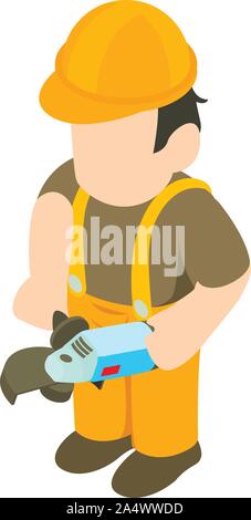 Grinding master icon, isometric style Stock Vector