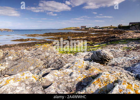 Rhoscolyn beach at low tide, Anglesey, North Wales on a sunny day Stock Photo