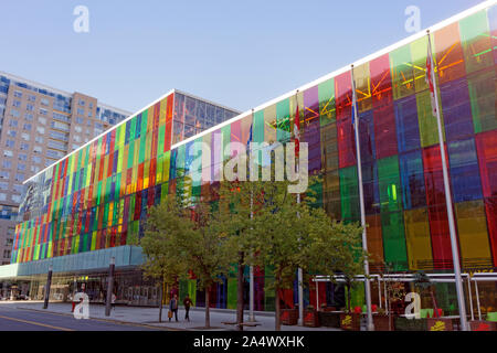 The colorful Palais des Congres de Montreal or Montreal Convention Centre in Montreal, Quebec, Canada Stock Photo