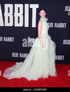 October 15, 2019, Hollywood, California, USA: THOMASIN MCKENZIE attends the 'Jojo Rabbit' premiere at the American Legion Post 43. (Credit Image: © Kay Blake/ZUMA Wire) Stock Photo