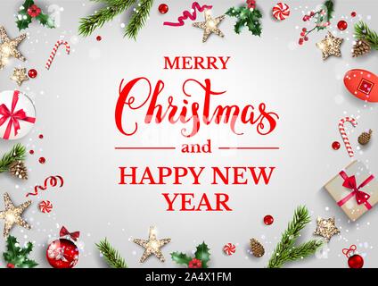 Christmas decorations on white background Stock Vector