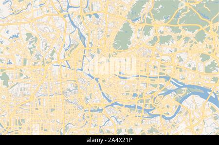 Printable street map of Guangzhou, Province Guangdong, China. Map template for business use. Stock Vector