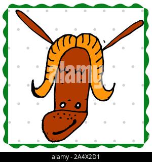 Colorful animal friends collection including walrus, hippo,goat,cat,deer,bear.Cute hand drawn doodles.Good for posters, stickers, cards, alphabet and Stock Vector