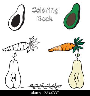 Hand drawn tropical and exotic fruit isolated on white background in unique trendy organic style. Vector illustration for menu design, packaging, cook Stock Vector